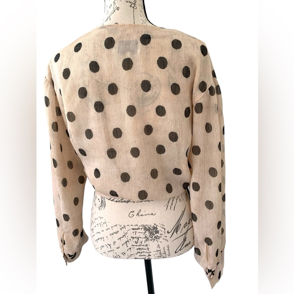 Nanushka Amulet Cream Dot Blouse Size M - Picture 5 of 9